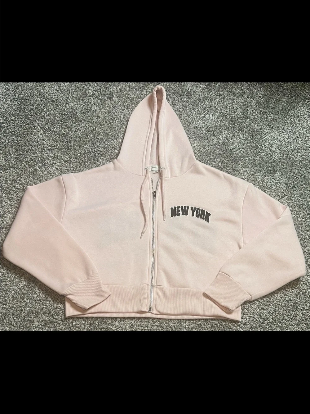New York Pink Zip-Up Hoodie Sweater